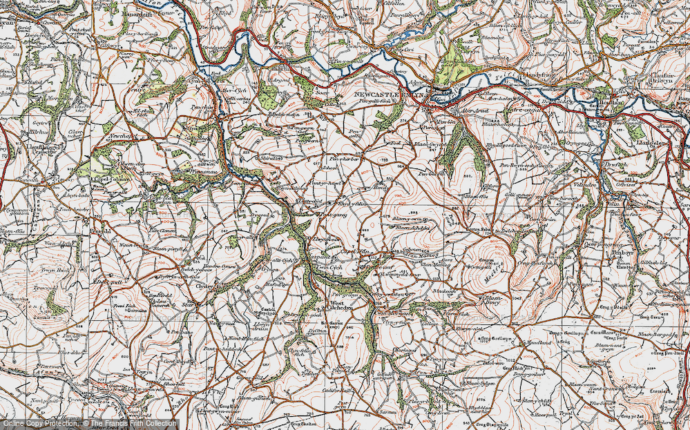Old Map of Historic Map covering Blaenachddu in 1923