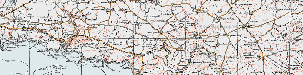Old map of Rhydygele in 1922
