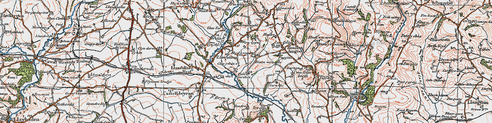 Old map of Rhydywrach in 1922