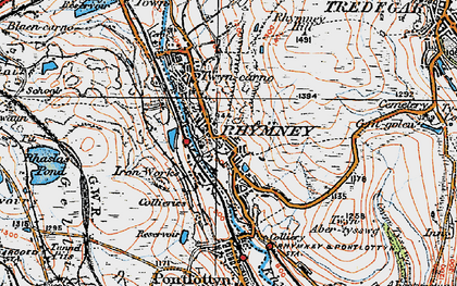 Old map of Rhymney in 1919