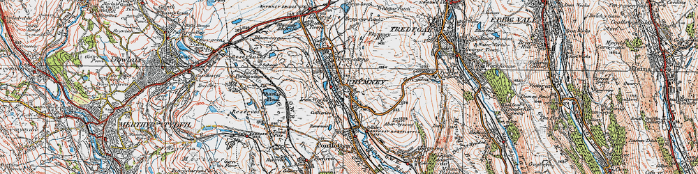 Old map of Rhymney in 1919