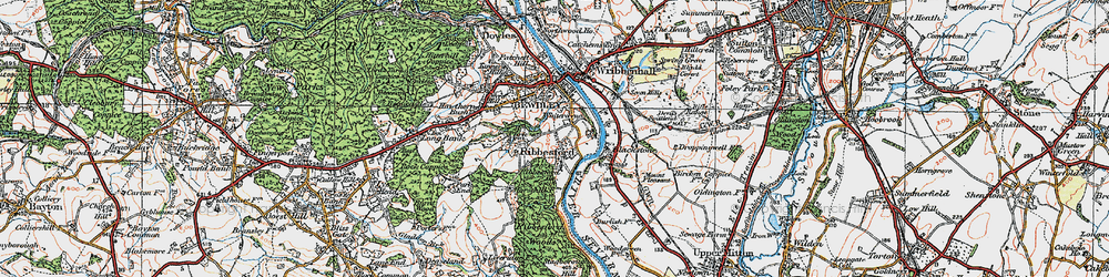 Old map of Ribbesford in 1921