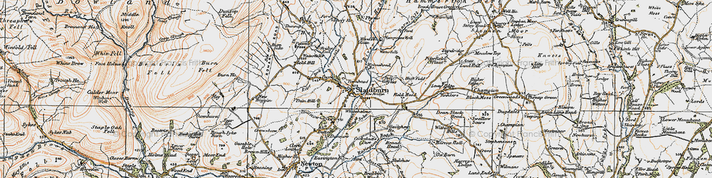 Old map of Ribble Valley in 1924