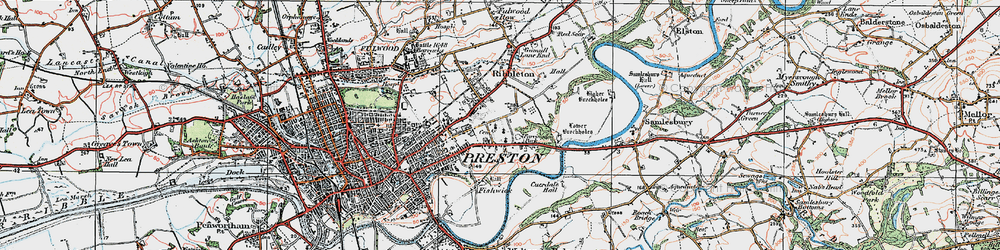 Old map of Ribbleton in 1924