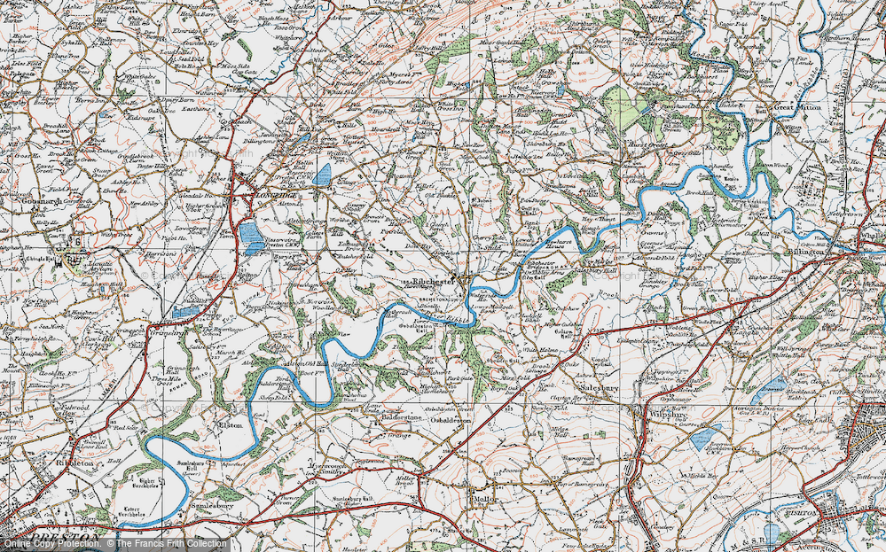 Old Map of Historic Map covering Leece's Wood in 1924