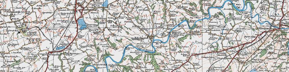 Old map of Ribchester in 1924