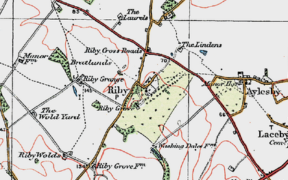 Old map of Riby in 1923