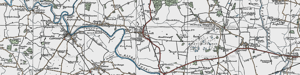 Old map of Riccall in 1924