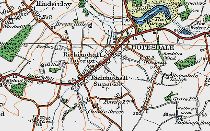 Old map of Rickinghall in 1920