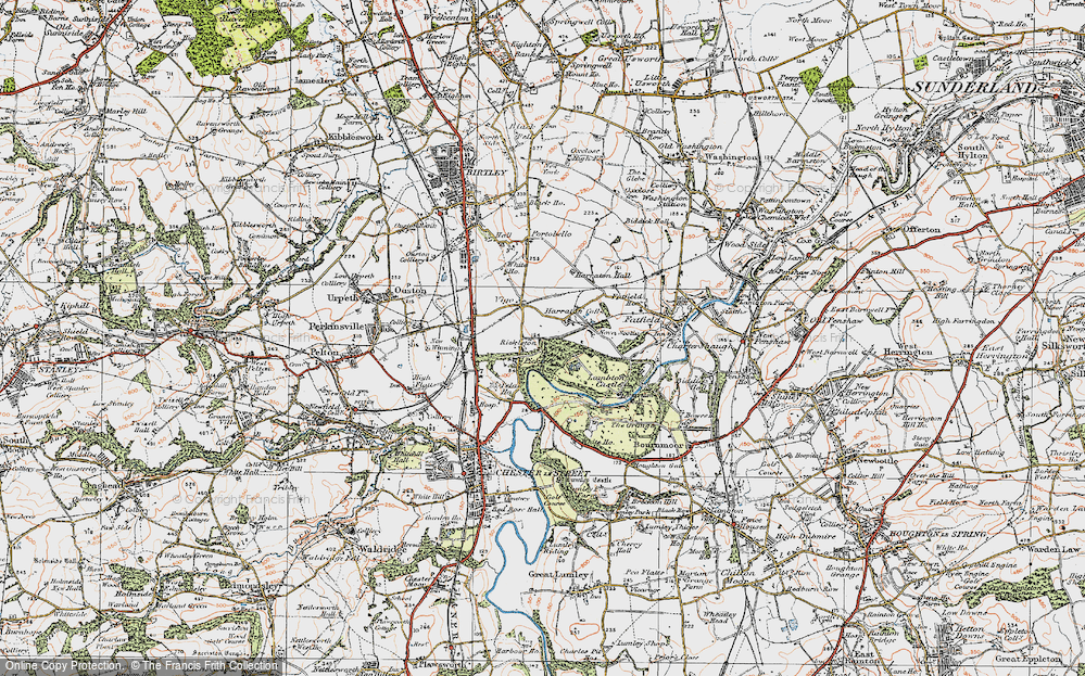 Old Map of Historic Map covering Picktree in 1925