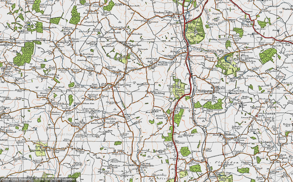 Old Map of Rickling, 1919 in 1919