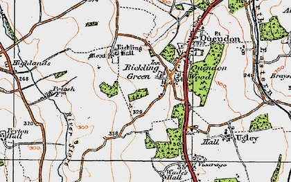 Old map of Rickling Green in 1919