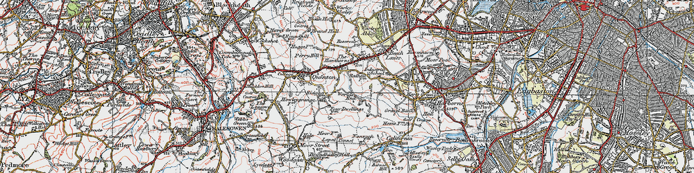 Old map of Ridgacre in 1921