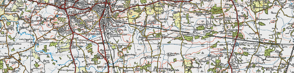 Old map of Ridge Green in 1920
