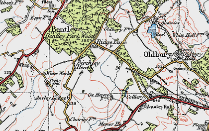 Old map of Ridge Lane in 1921