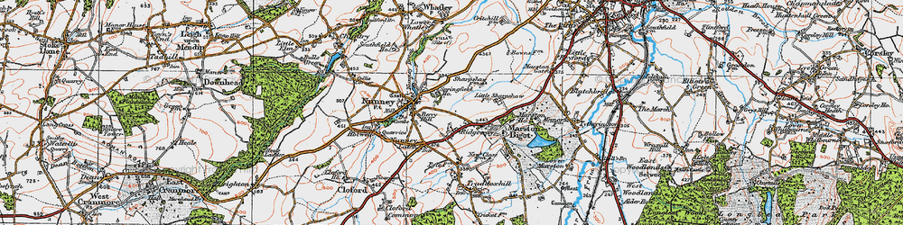 Old map of Ridgeway in 1919