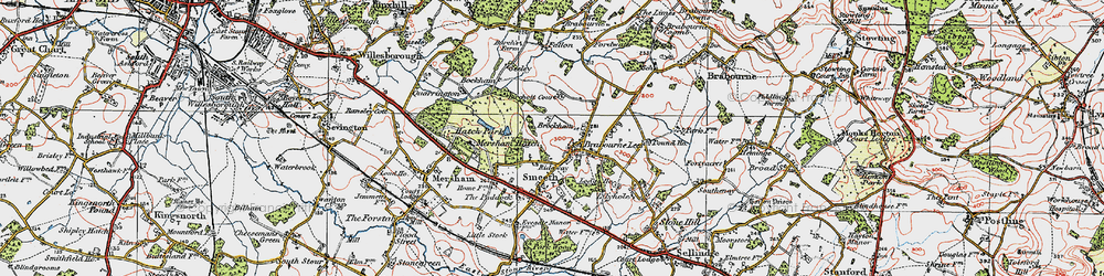 Old map of Ridgeway in 1921