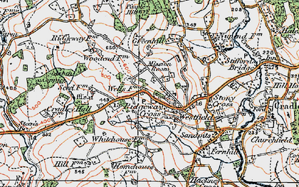 Old map of Ridgeway Cross in 1920