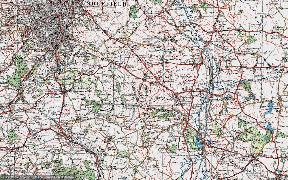 Old Map of Ridgeway Moor, 1923 in 1923