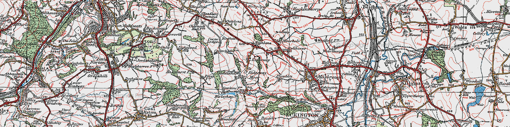 Old map of Ridgeway Moor in 1923