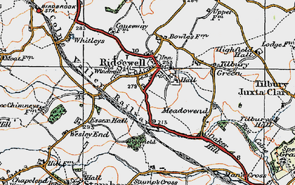 Old map of Ridgewell in 1921