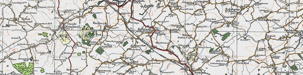 Old map of Ridgewell in 1921