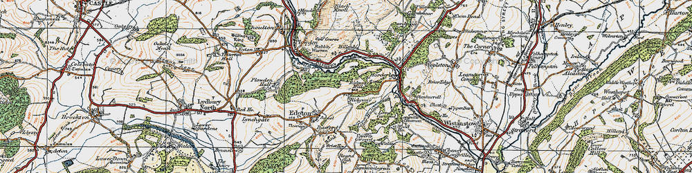 Old map of Horderley in 1920