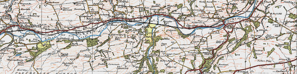 Old map of Allen Banks in 1925
