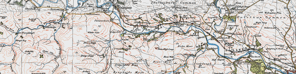 Old map of Ridley Stokoe in 1925