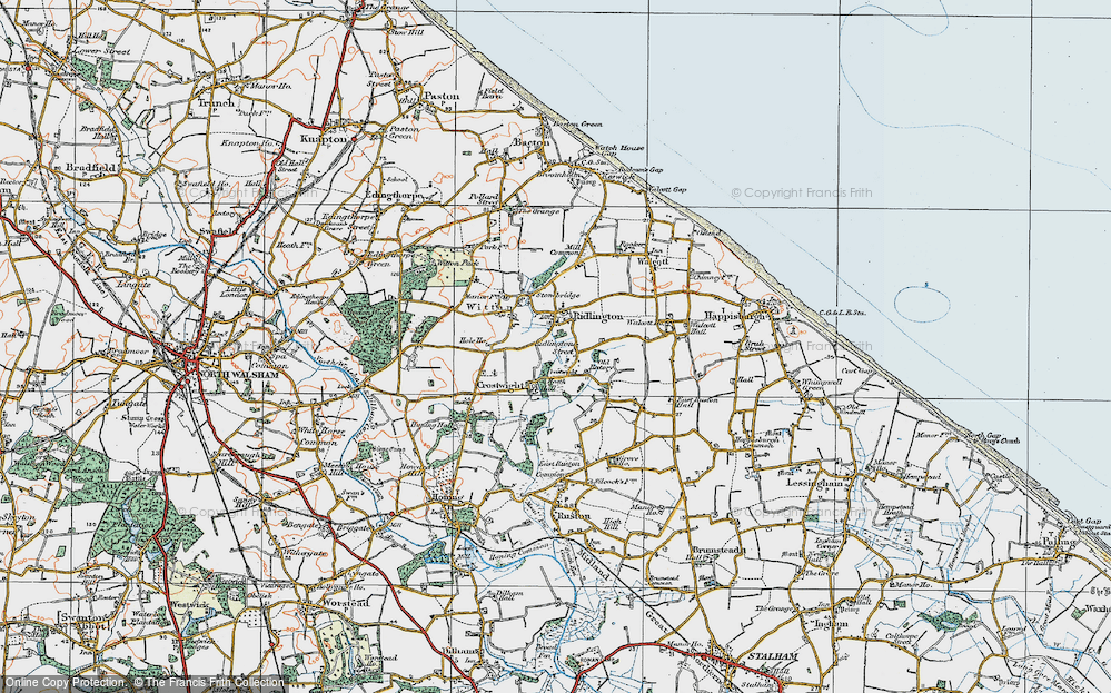 Old Map of Historic Map covering Crostwight in 1922