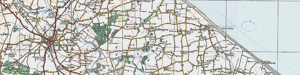 Old map of Ridlington Street in 1922