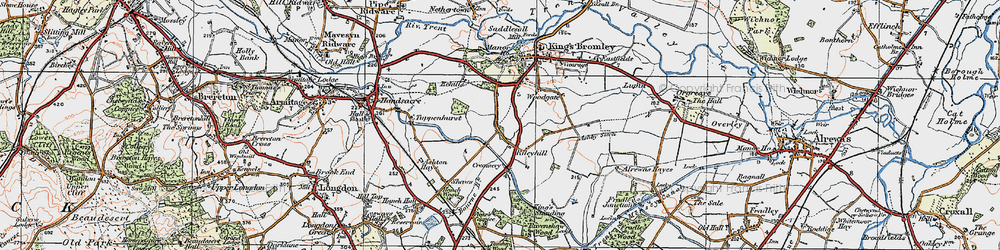 Old map of Bourne Brook in 1921