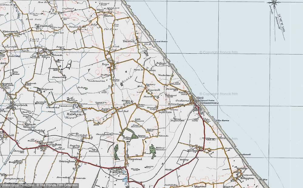 Old Map of Rimswell, 1924 in 1924