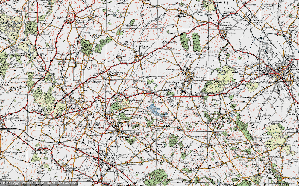 Old Map of Historic Map covering Blackbrook Resr in 1921