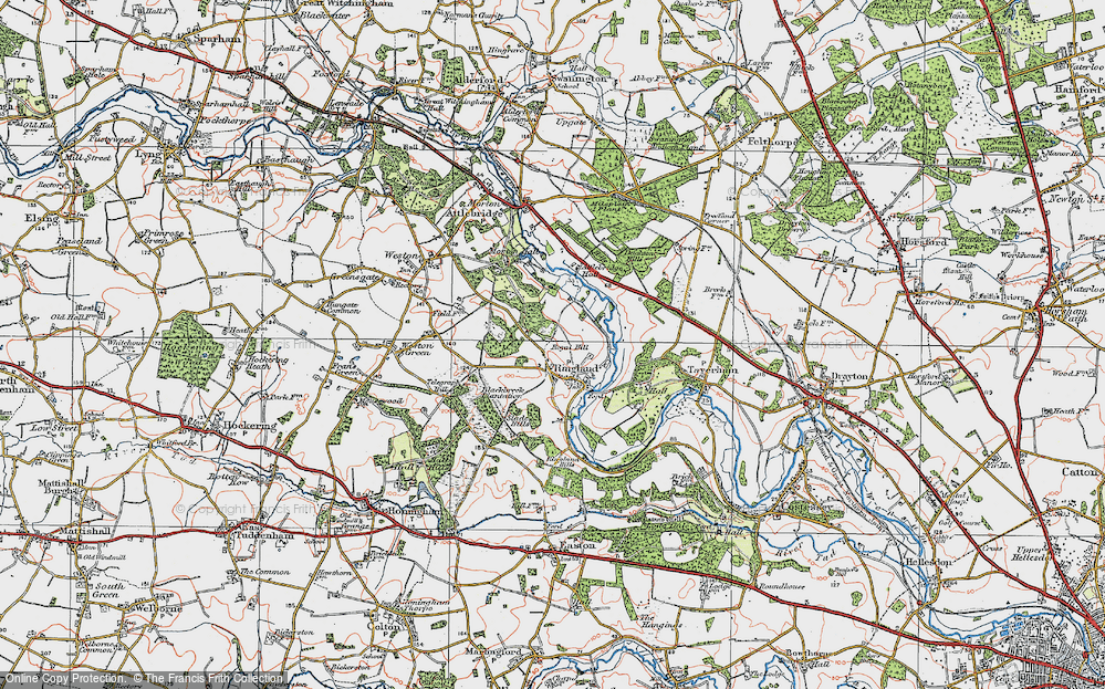 Old Map of Ringland, 1922 in 1922