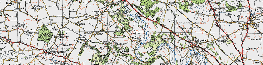 Old map of Attlebridge Hall in 1922