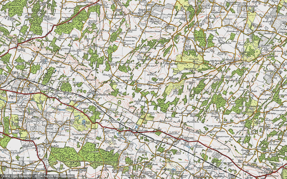 Old Map of Historic Map covering Black Post in 1921