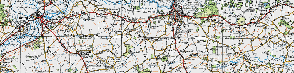 Old map of Ringsfield in 1921