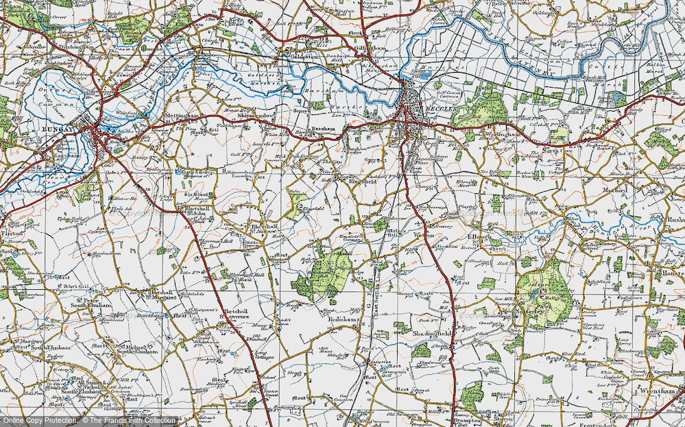 Old Map of Ringsfield Corner, 1921 in 1921