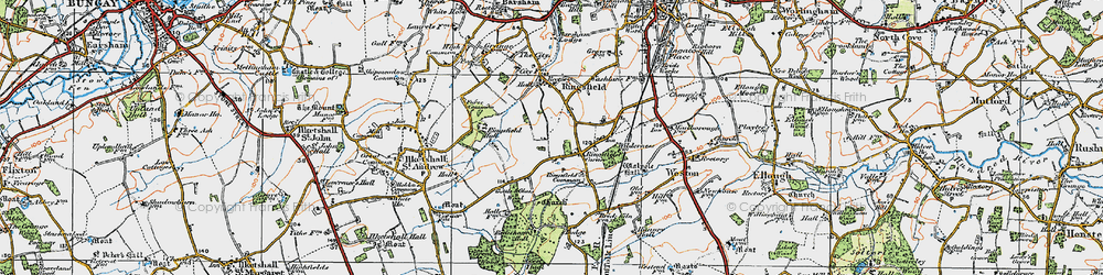 Old map of Ringsfield Corner in 1921