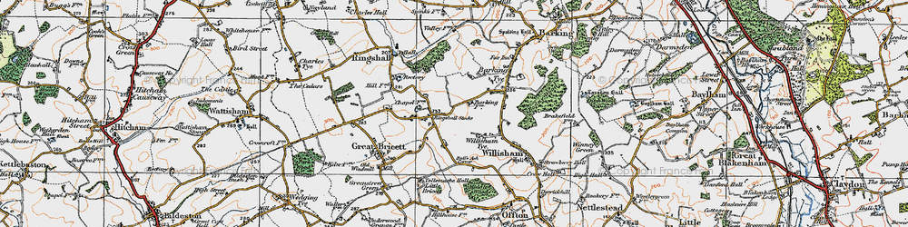 Old map of Bull's Ash Corner in 1921