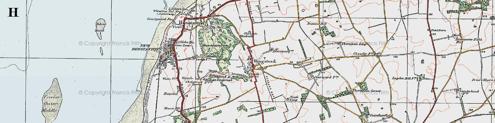 Old map of Ringstead in 1921