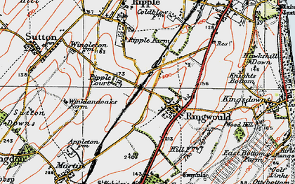 Old map of Ringwould in 1920