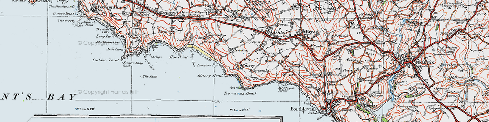 Old map of Rinsey in 1919