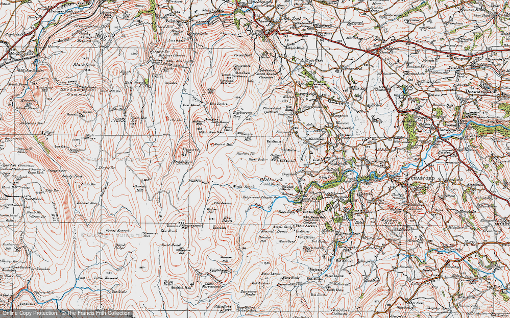 Old Map of Historic Map covering Wild Tor in 1919