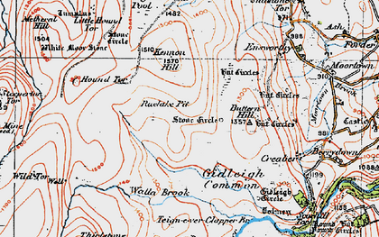 Old map of Wild Tor in 1919