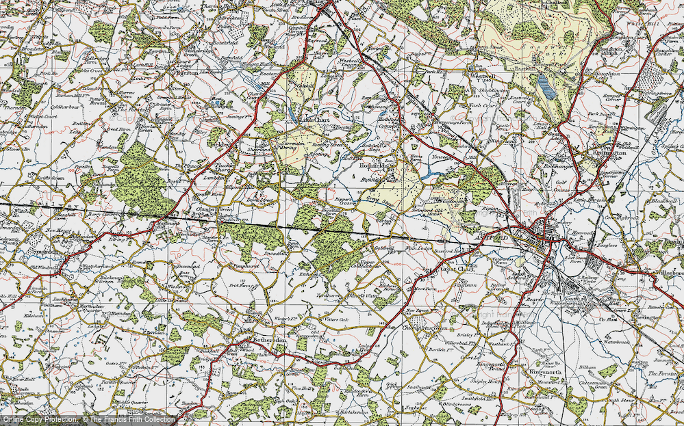 Old Map of Ripper's Cross, 1921 in 1921