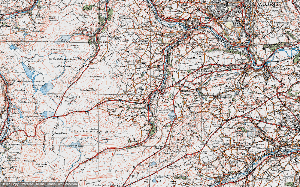 Old Map of Ripponden, 1925 in 1925
