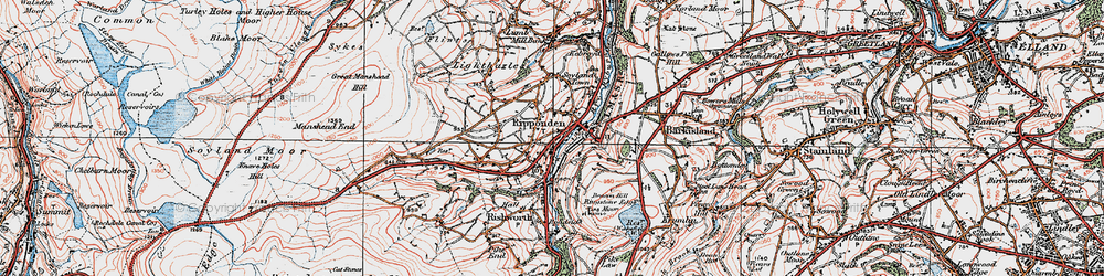 Old map of Ripponden in 1925