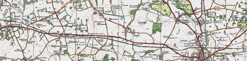 Old map of Saxham Business Park in 1920